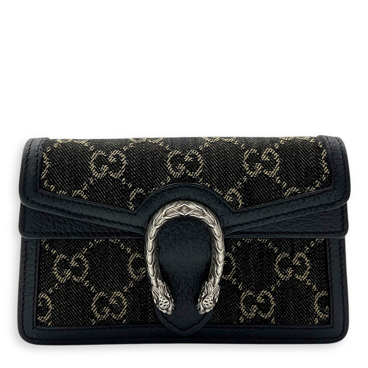 Gucci Dionysus Super Mini Black Crossbody Bag in Canvas, Silver hardware_1