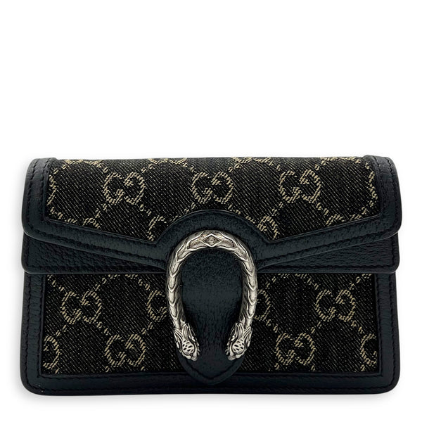 Gucci Dionysus Super Mini Black Crossbody Bag in Canvas, Silver hardware_1