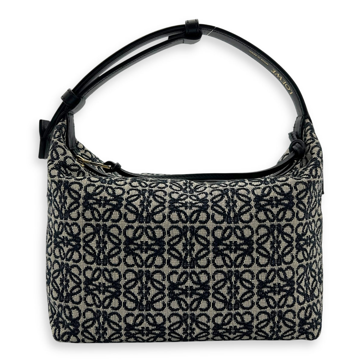Loewe Cubi Top Handle Bag Blue in Jacquard, Gold hardware_1