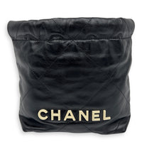Chanel 22 Tote Shoulder Bag Mini Black in Lambskin, Gold hardware_1