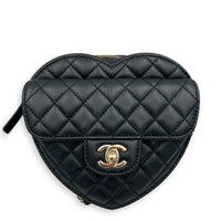 Chanel Heart  Crossbody Bag Black in Lambskin, Gold hardware_1