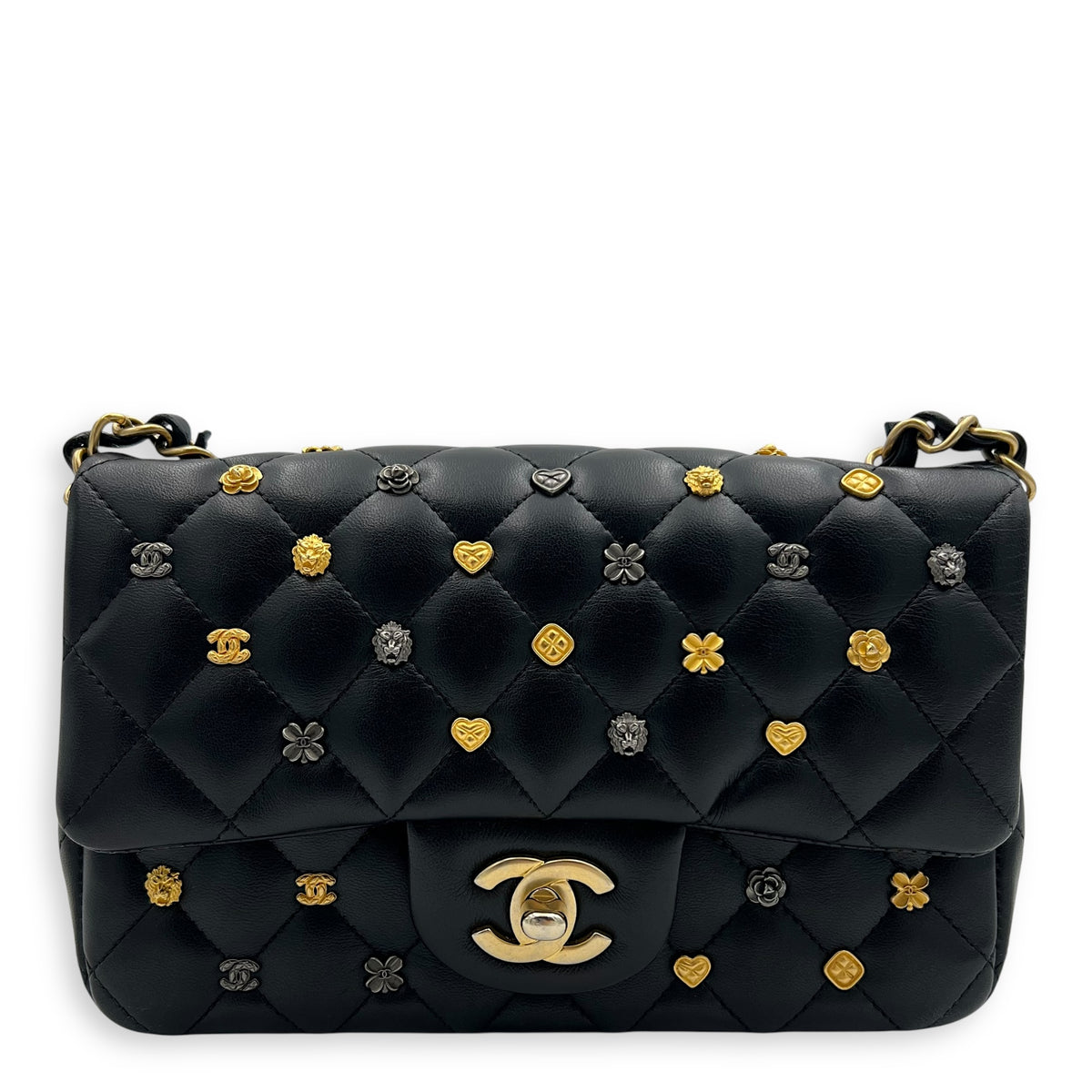 Chanel Lucky Charm Classic Mini Black Shoulder Bag in Lambskin, Mixed hardware_1