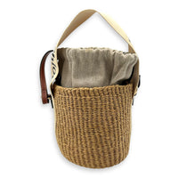 Chloé Woody Beige Bucket Bag in Raffia, Gold hardware_2