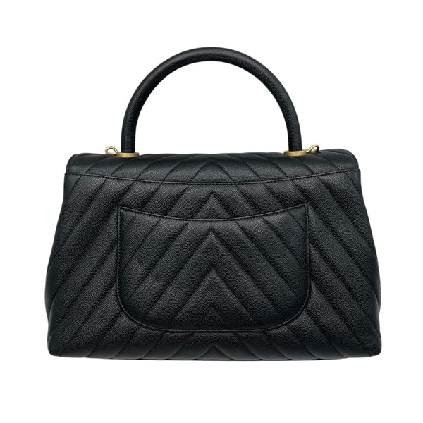 Chanel Coco Medium Black Top handle Bag in Caviar Leather, Gold hardware_2