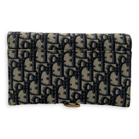 Christian Dior Saddle Wallet On Chain Blue in Jacquard, Gold hardware_2