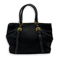 Prada Logo Black Top Handle Bag in Nylon, Gold hardware_2