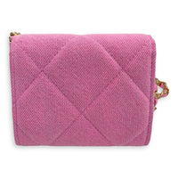 Chanel C19 Pink Wallet On Chain in Denim, Gold hardware_2