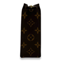 Pochette Toilette 19 Brown Pouch in Monogram Coated Canvas, Gold hardware