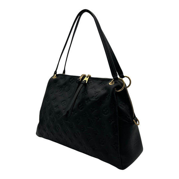 Ponthieu Black Top Handle Bag in Monogram Empreinte Leather, Gold hardware