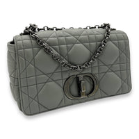 Caro Medium Grey Shoulder Bag in Lambskin, Silver hardware