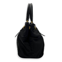 Prada Logo Black Top Handle Bag in Nylon, Gold hardware_3