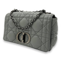Caro Medium Grey Shoulder Bag in Lambskin, Silver hardware