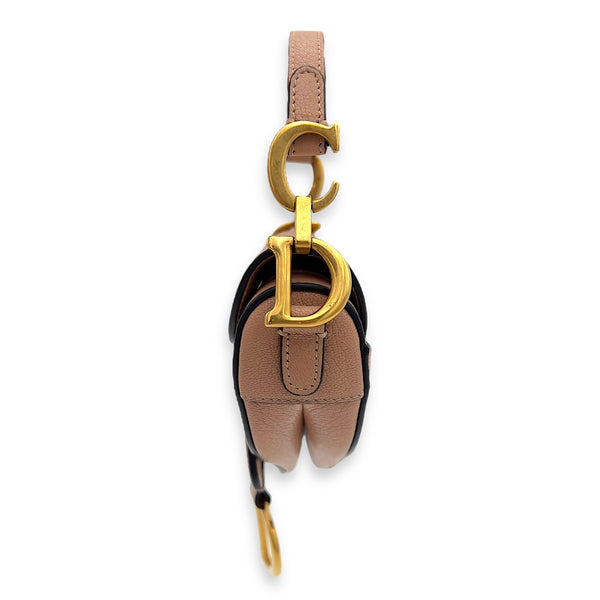 Christian Dior Saddle Top Handle Bag Micro Beige in Calfskin, Gold hardware_6