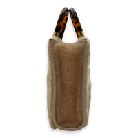 Fendi Sunshine Top Handle Bag Mini Beige in Faux Fur, Gold hardware_4