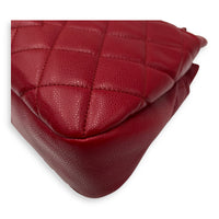 Chanel CC Shoulder Bag Red in Caviar Leather, Silver hardware_11