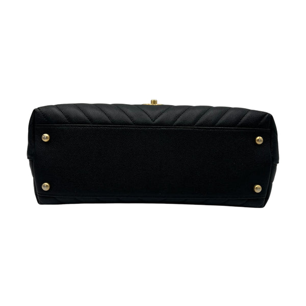 Chanel Coco Medium Black Top handle Bag in Caviar Leather, Gold hardware_5