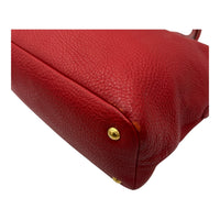 Prada Logo Top Handle Bag Red in Calfskin, Gold hardware_10