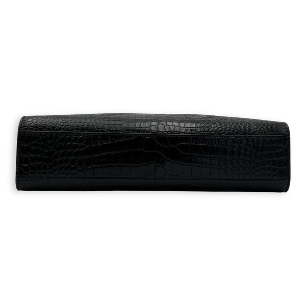 Saint Laurent Manhattan Shoulder Bag Black in Crocodile Embossed Calfskin, Gold hardware_5