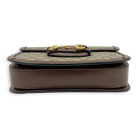 Gucci Horsebit 1955 Crossbody Bag Brown in Coated Canvas, Gold hardware_9