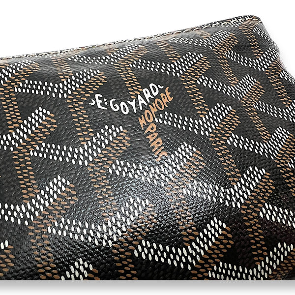 Senat Mini Brown Pouch in Coated Canvas, Silver hardware