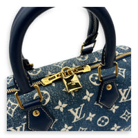 Speedy Top Handle Bag 30 Blue in Denim, Gold hardware