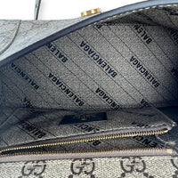 Gucci x Balenciaga Hourglass GG Supreme Brown Top Handle Bag in Monogram Coated Canvas, Gold hardware_6