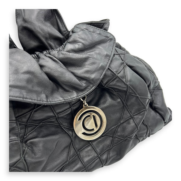 Christian Dior Cannage Shoulder Bag Black in Lambskin, Silver hardware_6