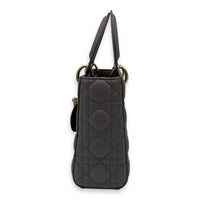 Christian Dior Lady Dior Small Grey Top Handle Bag in Lambskin, Gold hardware_4
