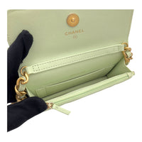 Chanel C19 Wallet On Chain Green in Lambskin, Mixed hardware_6