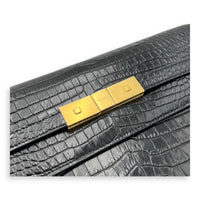 Saint Laurent Manhattan Shoulder Bag Black in Crocodile Embossed Calfskin, Gold hardware_6