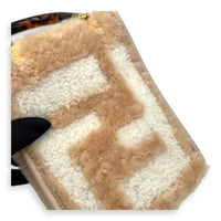 Fendi Sunshine Top Handle Bag Mini Beige in Faux Fur, Gold hardware_6