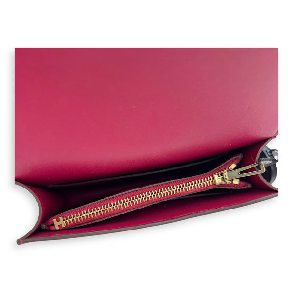 Hermès Constance Slim Red Wallet in Calfskin, Gold hardware_4