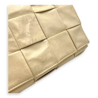 Bottega Veneta Cassette Crossbody Bag Beige in Calfskin, Silver hardware_7