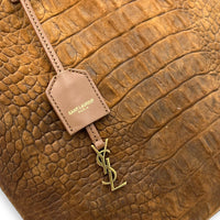 Saint Laurent Shopping Tote Bag Brown in Suede Leather, Gold hardware_7