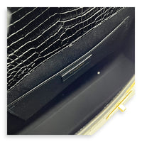 Saint Laurent Manhattan Shoulder Bag Black in Crocodile Embossed Calfskin, Gold hardware_7