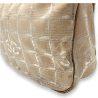 Travel Line Shoulder Bag Beige in Jacquard, Gold hardware
