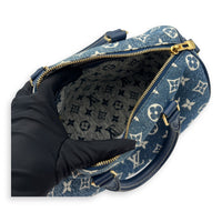 Speedy Top Handle Bag 30 Blue in Denim, Gold hardware