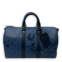 Louis Vuitton Limited Edition Acquagarden Keepall 35 Blue Top Handle Bag in Coated Canvas, Silver hardware_1