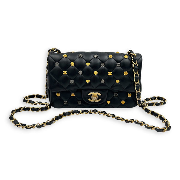 Chanel Lucky Charm Classic Mini Black Shoulder Bag in Lambskin, Mixed hardware_6