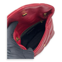 Saint Laurent Puffer Mini Red Shoulder Bag in Lambskin, Gold hardware_9