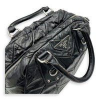 Prada Quilted Top Handle Bag Black in Glazed Calfskin, Silver hardware_9