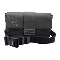 Fendi Baguette Crossbody Bag Small Grey in Calfskin, Silver hardware_9
