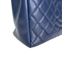GST Medium Blue Tote Bag in Caviar Leather, Gold hardware