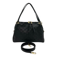 Ponthieu Black Top Handle Bag in Monogram Empreinte Leather, Gold hardware
