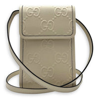 Gucci GG Crossbody Bag White in Calfskin, Silver hardware_10