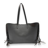 Saint Laurent East West Shopping Fringe Tote Bag Grey in Calfskin, Silver hardware_2