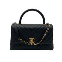 Chanel Coco Medium Black Top handle Bag in Caviar Leather, Gold hardware_9