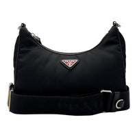 Prada Re-Nylon Crossbody Bag Black in Re-Nylon, Silver hardware_10