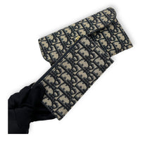 Christian Dior Saddle Wallet On Chain Blue in Jacquard, Gold hardware_10