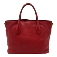 Prada Logo Top Handle Bag Red in Calfskin, Gold hardware_2